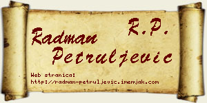 Radman Petruljević vizit kartica